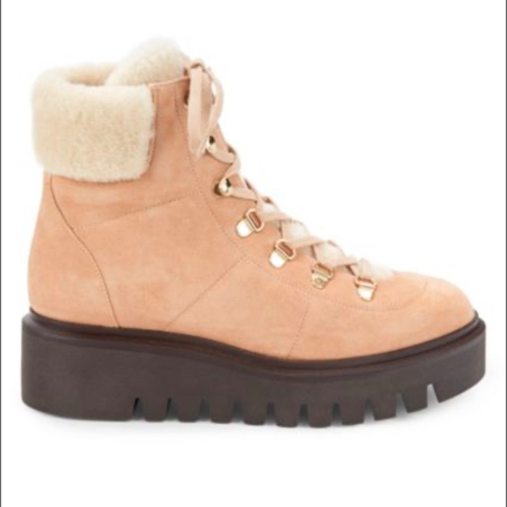FLASH SALE‼️‼️Stuart Weitzman Chalet Suede & Faux Fur Combat Boots Size 7B 
EUC